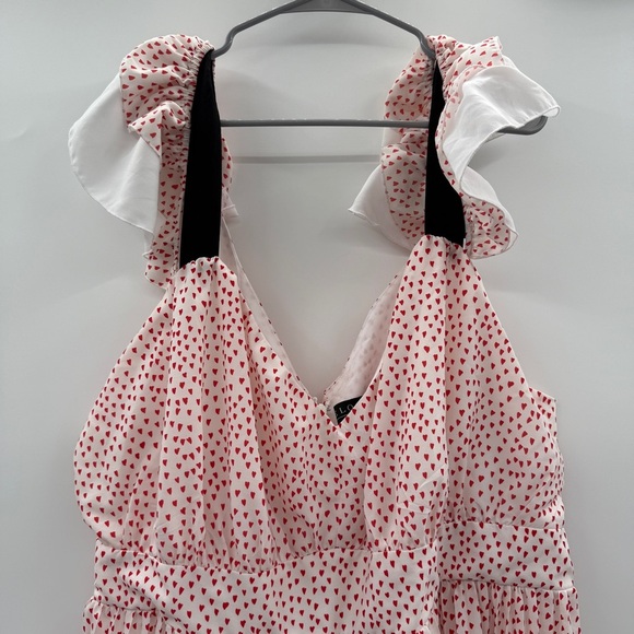 RTR Eloquii White & Red Valentine's Day Heart Print Off Shoulder Midi Dress 20 - Picture 4 of 12